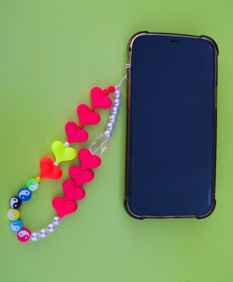 Fifth & Ninth Neon Hearts Beaded Phone Charm